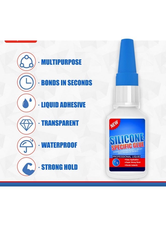 Silicone Glue - Professional-Grade Fast-Bonding Adhesive for Silicone, Liquid Silicone, Silicone Rubber, CAR, TPU, TPR, TPE, Wearable Tech, Kitchen Gadgets, Beauty Accessories, Weatherproof, Cold Resistant, Clear Drying, Quick Set in 15 Seconds, Strong and Washable Silicone Liquid Adhesive with Precision Applicator Nozzle for DIY Repairs, Crafts, Silicone Projects, Rubber Sealing, Flexible Bonding and Outdoor Use - Image 3